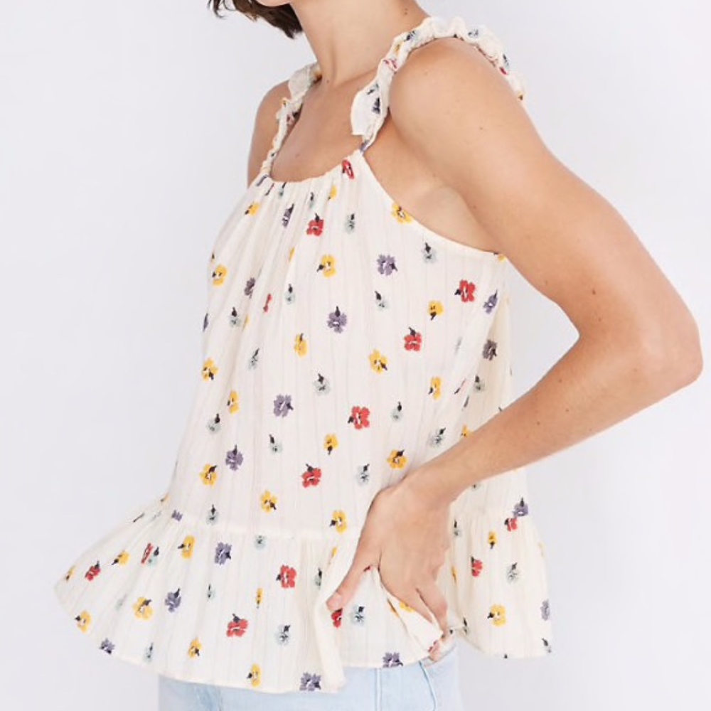 MADEWELL Ruffle-Strap Floral Cami Top NWT
